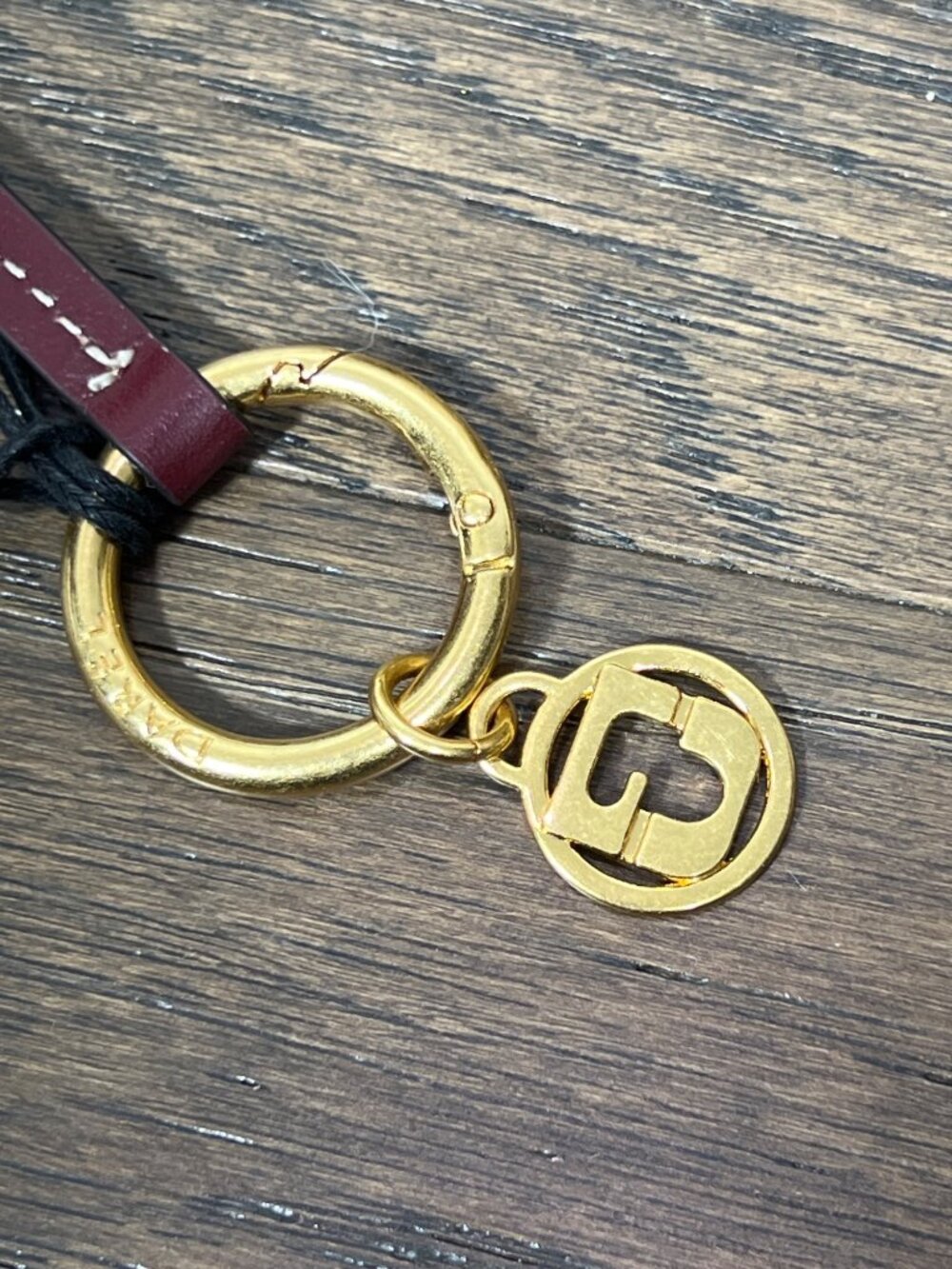 GERARD DAREL Leather Bag Charm Key Ring 4 Leaf Clover Bordeaux Brown NWT - Picture 5 of 6